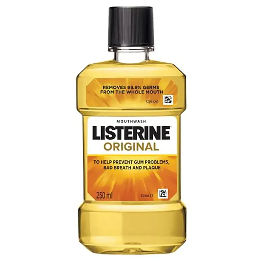 Listerine Mouthwash Liquid - Original, Removes 99.9% Germs, 250 ml
