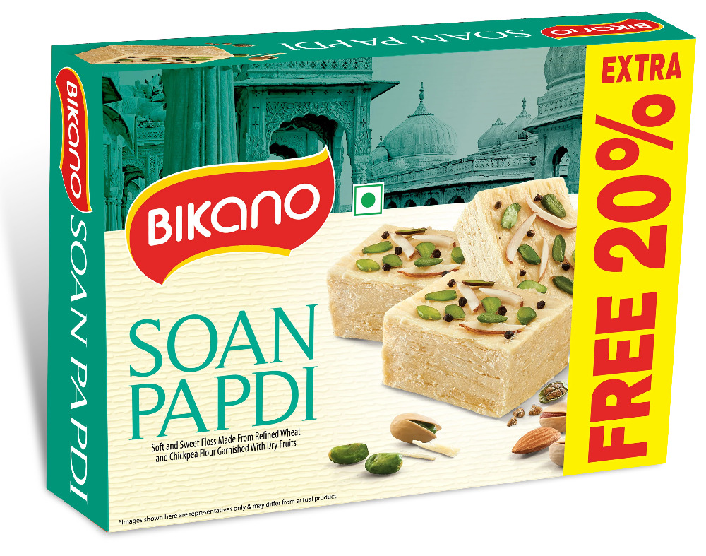 Bikano soan Papdi Soft And Sweet Floss Made From Refined Wheat And Chickpea Flour Garnished With Dry Fruits, 300g