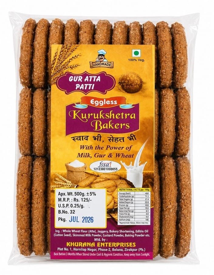 Kurukshetra Bakers Gur Atta Biscuits 500gm