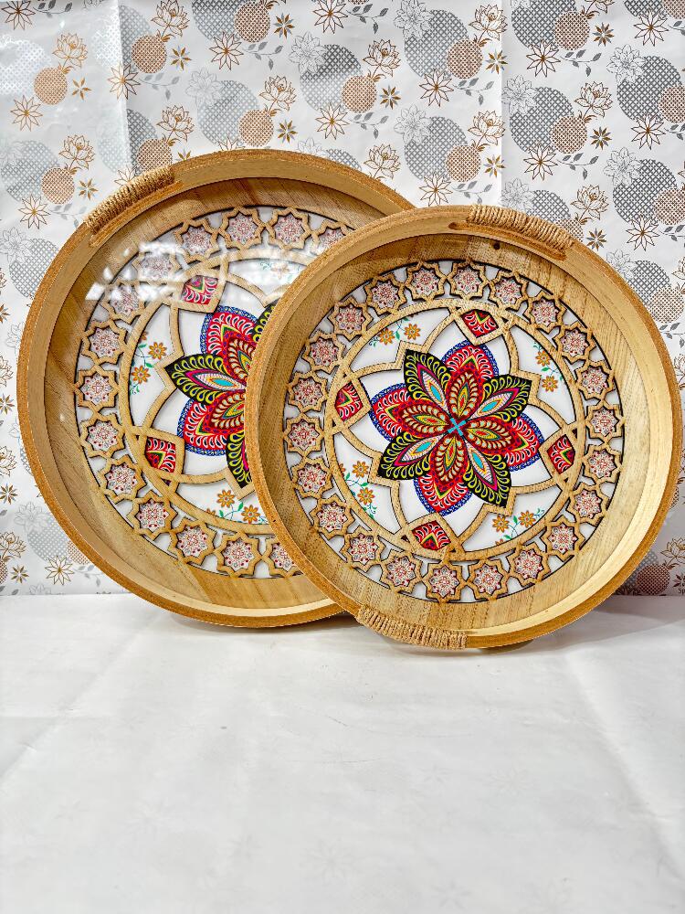 Wooden Craft Mandala Style Trys
