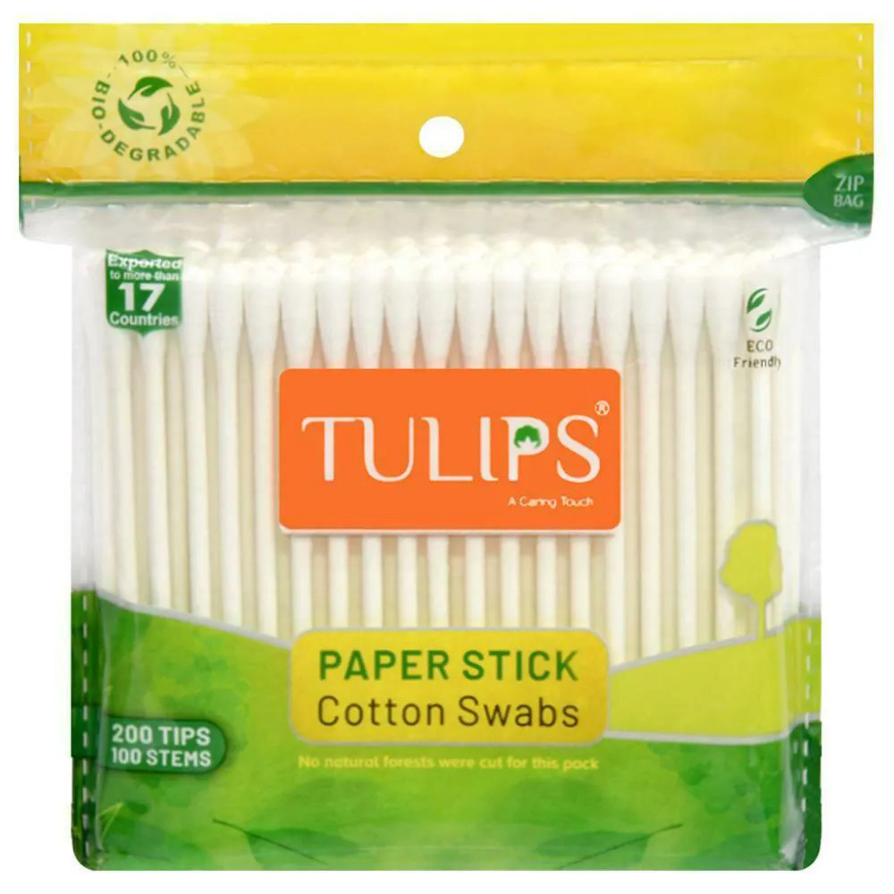 Tulips Paper Stick Cotton Swabs 100N