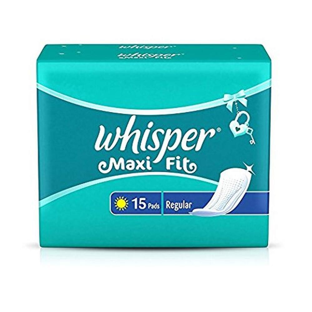Whisper Maxi Nights Sanitary Pads for Women, Regular, 15 Pads