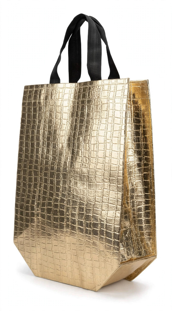 Golden Textured Designer Non-Woven Gift Bag with Handle 1N