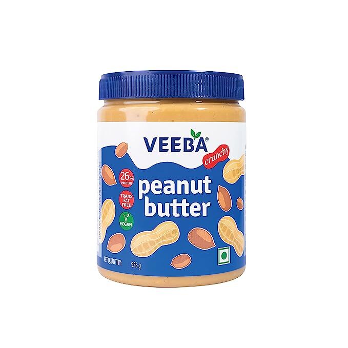 Veeba Crunchy Peanut Butter| High Protein | Naturally Gluten Free | Vegan | Trans Fat Free | No Added Preservatives | No Added Colour & Flavour | Non GMO | 925g