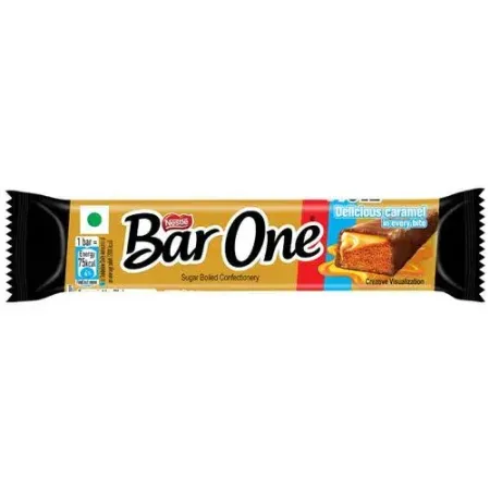 Nestle Chocolate Bar - Bar One, Nougat & Caramel Filled, 20 g Pouch