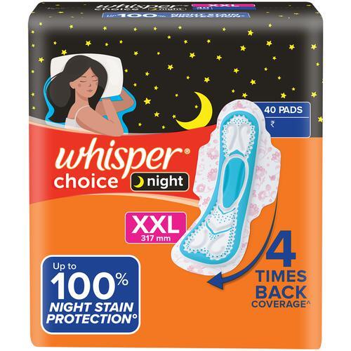 Whisper Choice Night Sanitary Pads - XXL,40 pcs