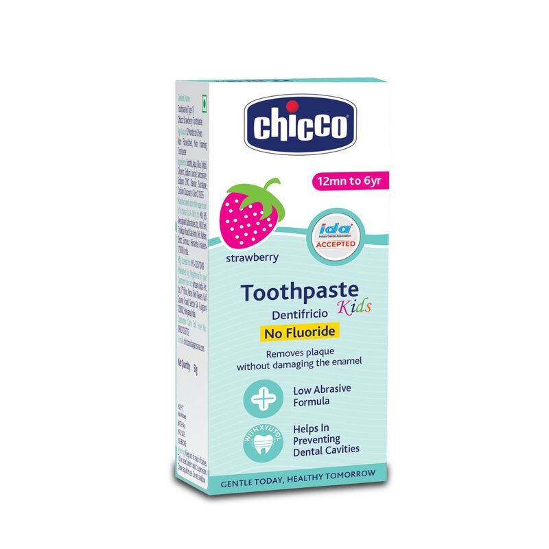 Chicco Tooth Paste Strawberry No Fluoride (1Y-6Y), 50 gm