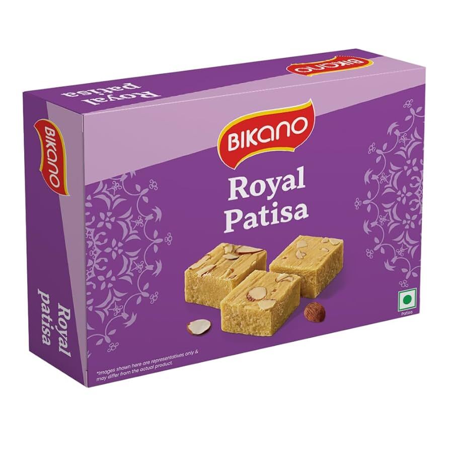Bikano Royal Patisa Delious Cakes Made From Chickpea & Refined Wheat Flour, Garnished With Almonds, 400g