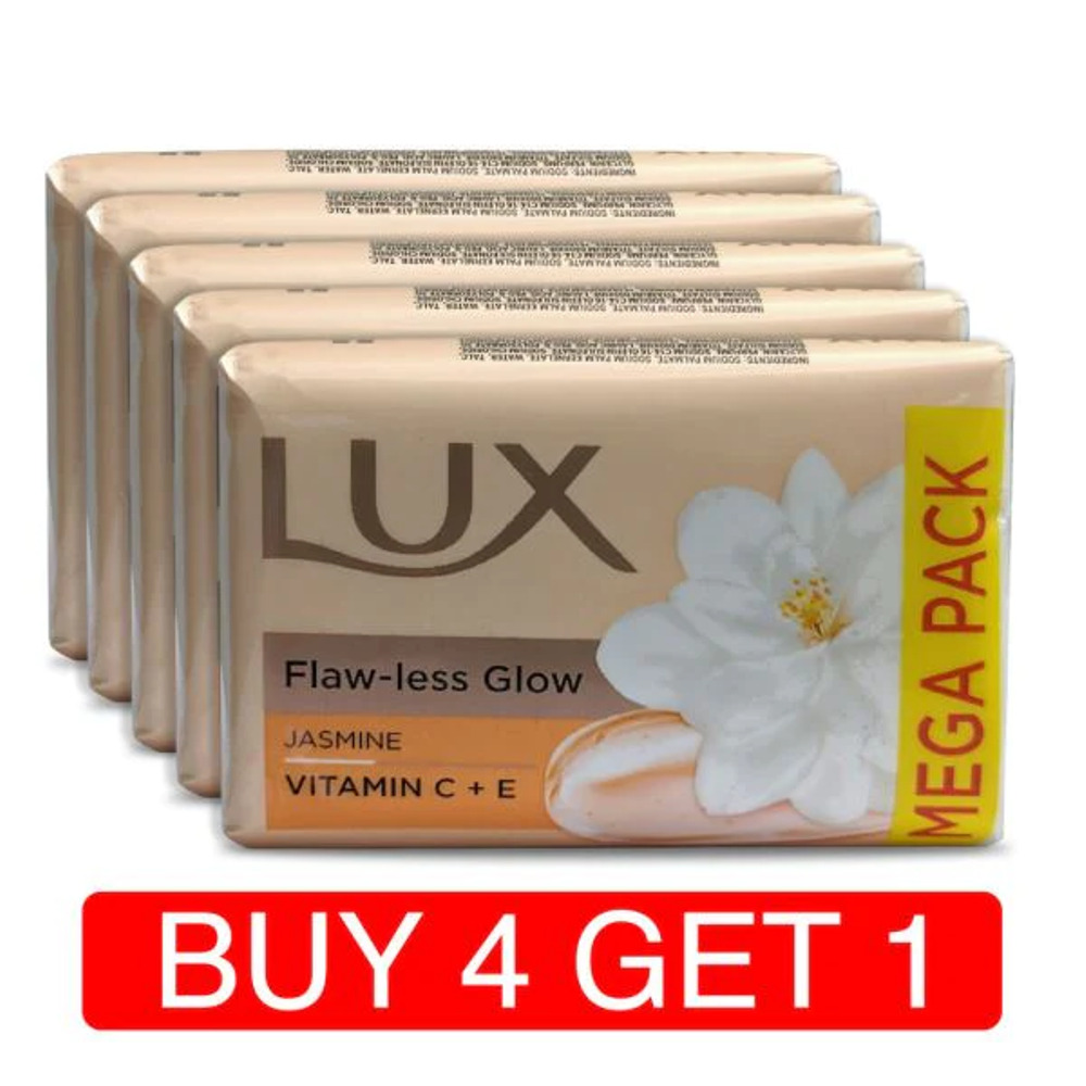 Lux Flaw-Less Glow Jasmin Soap, 75G Pack of 5
