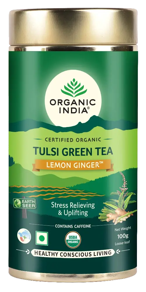Organic India Tulsi Green Tea |Lemon Ginger| 100 g