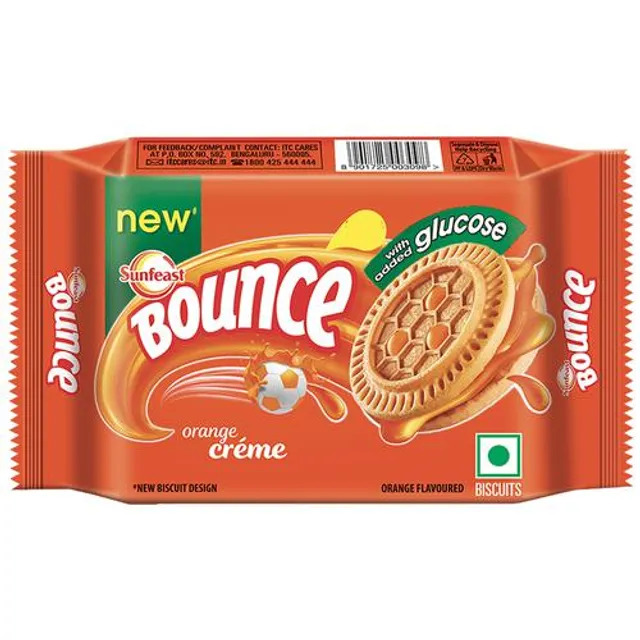 Bulk Deal :- Sunfeast Bounce Creme Biscuits - Orange, 58 g Pouch ( Pack of 12 )