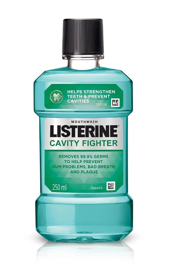 Listerine Mouthwash Liquid - Cavity Fighter, Removes 99.9% Germs, 250 ml Bottle
