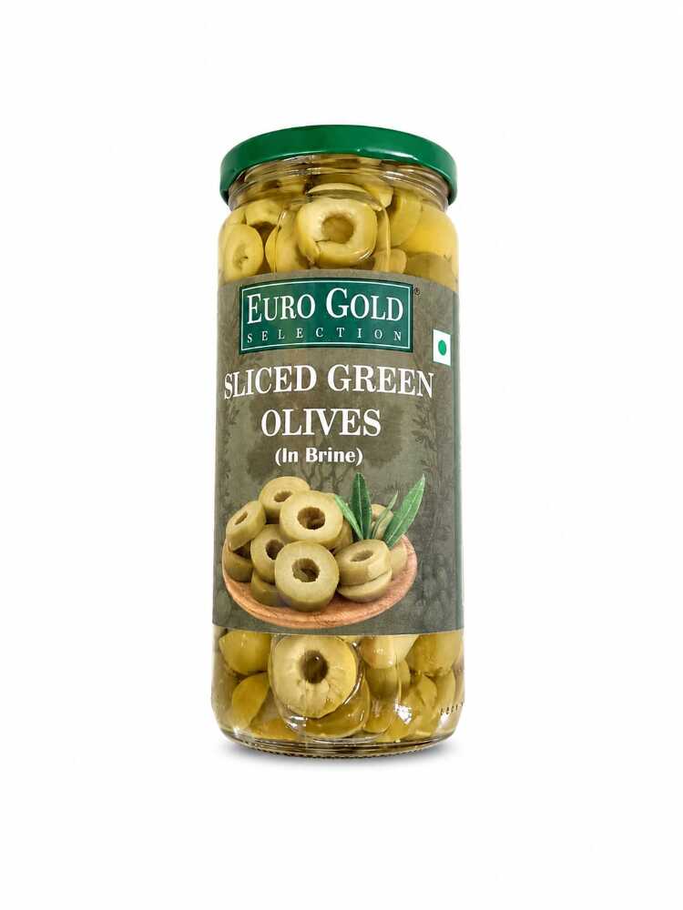 Euro Gold Selection Sliced Green Olives In Brine 450gm