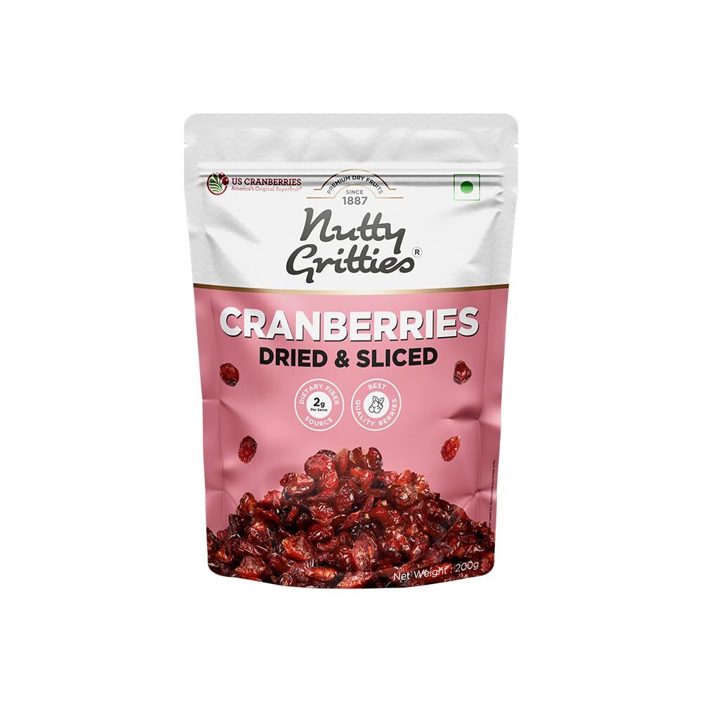 Nutty Gritties Caranberries Dried & Sliced 200gm
