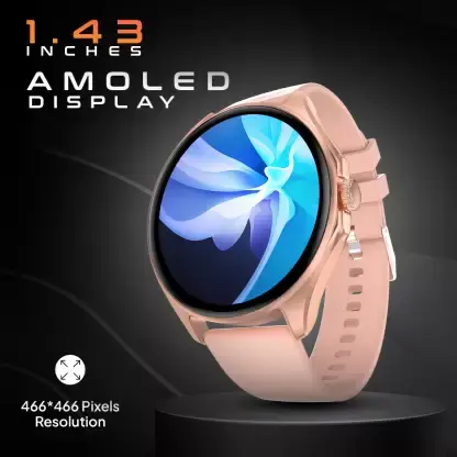 Fire-Boltt Apollo 2 Super AMOLED 1.43'', Bluetooth Calling Smartwatch 100+Sports, AI Voice Smartwatch (Pink Strap, Free Size)