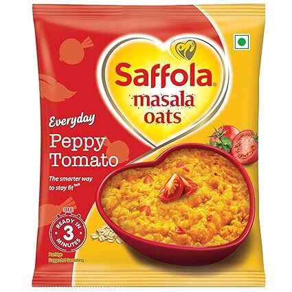 Saffola Masala Oats|Chatpata Anytime Snack|Peppy Tomato, 38g
