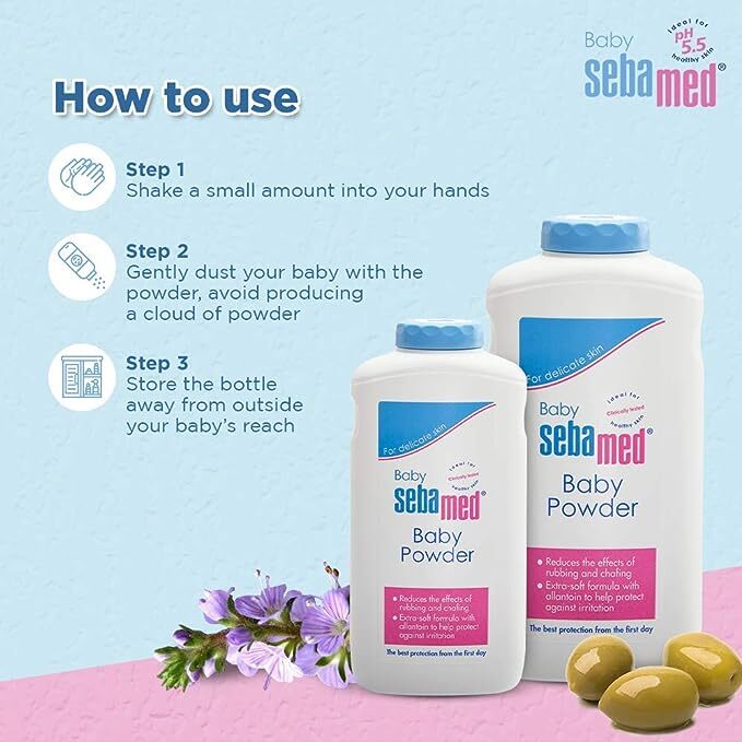 Baby Sebamed Baby Powder, With Olive Oil And Allantoin, For Delicate Skin, 400 gm
