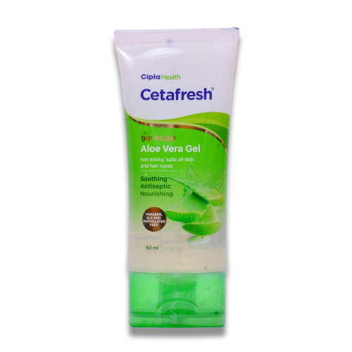 Cetafresh 99% Pure Aloe Vera Gel |Soothing, Antiseptic & Nourishing| Suits all Skin & Hair Types | Non-Sticky, 50Ml