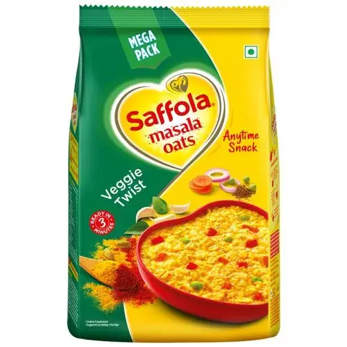 Saffola Masala Oats Tasty Evening Snack, Fibre Rich, Veggie Twist, 500 gm