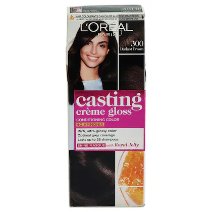 LOreal Paris Casting Creme Gloss Conditioning Hair Color, Darkest Brown (300) 21 g + 24 ml