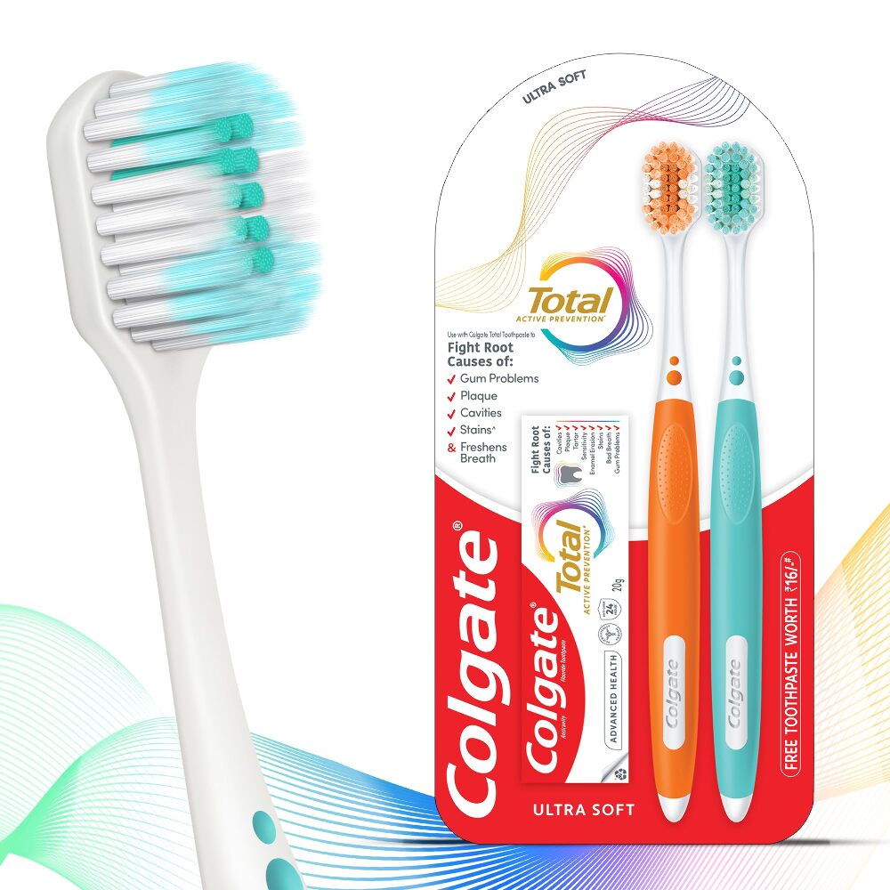 Colgate Total Active Prevention Ultra Soft Toothbrush 2N Free toothpaste