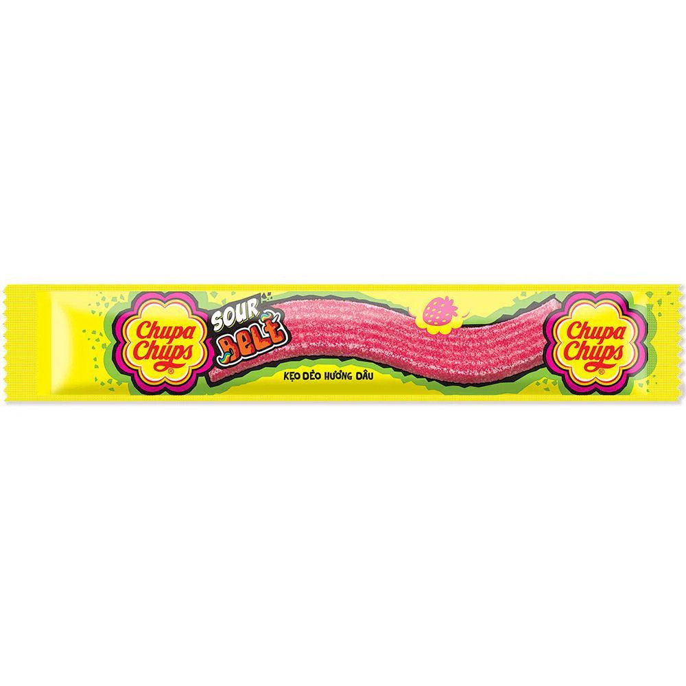 Chupa Chups Sour Belt Strawberry Flavour Soft Candy 9gm