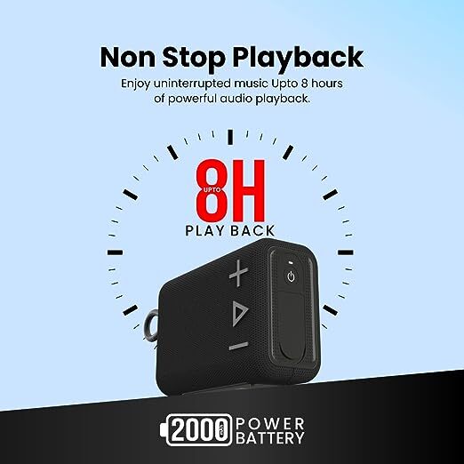 Portronics Breeze 4 Portable Bluetooth Speaker 5W with TWS Connectivity, 2000 mAh Battery, Built-in-Mic, 8Hrs Playback (Black)
