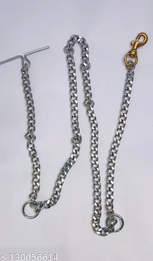 Silver Metal Super Dog Leash Diamond Cut Heavy Duty Dog Chain With Brass Hook