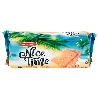 Britannia Nice Time Sugar Showered Coconut Biscuit, 136.5G