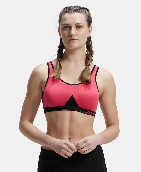 Jockey Women Athleisure Active Bra 1376-01 Stretch (M Size) Ruby Black