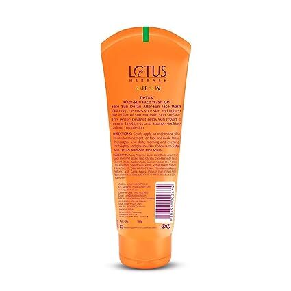 Lotus Herbals Safe Sun DeTAN Face Wash Gel, 100 gm