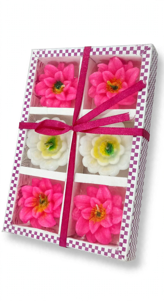 Mr. Cock Decorative Lotus Flower Candle Set of 6