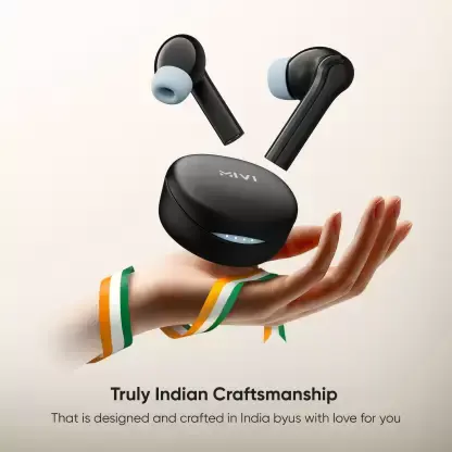 Mivi DuoPods D4 TWS,Rich Bass,50H Playtime,AI ENC,Low Latency,13mm,5.3 BT Bluetooth Headset (Black, True Wireless)
