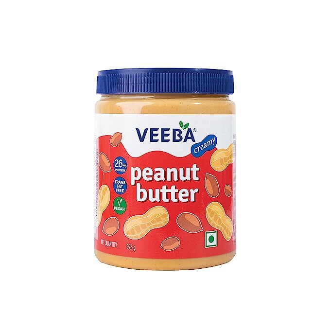Veeba Creamy Peanut Butter| High Protein | Naturally Gluten Free | Vegan | Trans Fat Free | No Added Preservatives | No Added Colour & Flavour | Non GMO | 925g