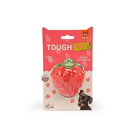 FOFOS Tough-Fruit Silent Strawberry Dog Chew Toys, Red
