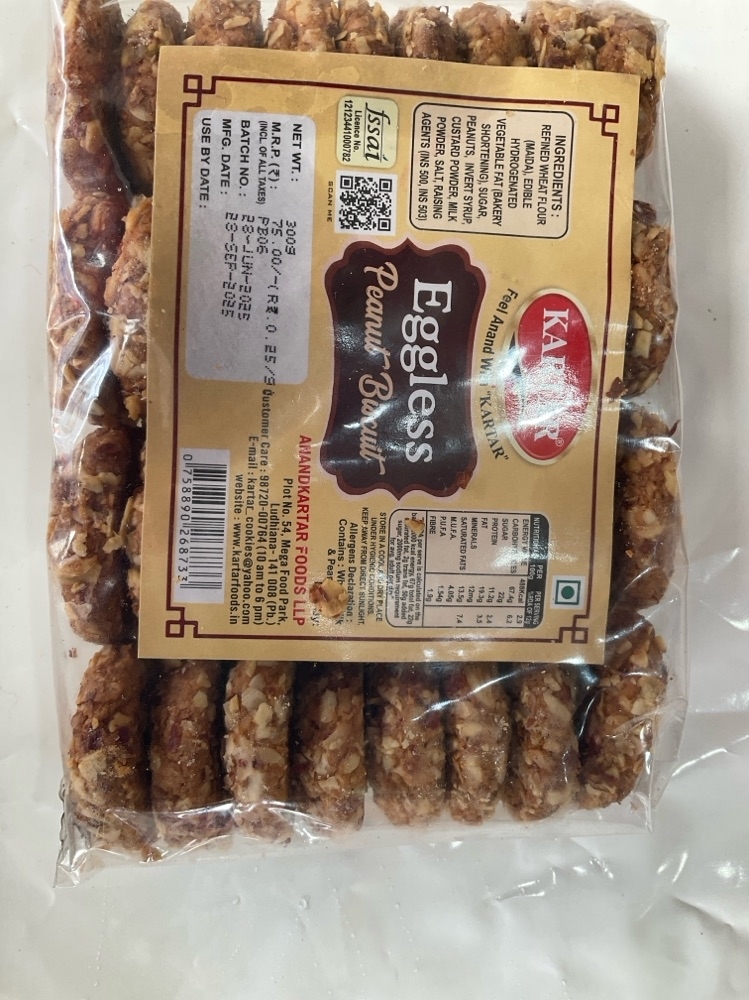 Kartar eggless peanut biscuits 300g