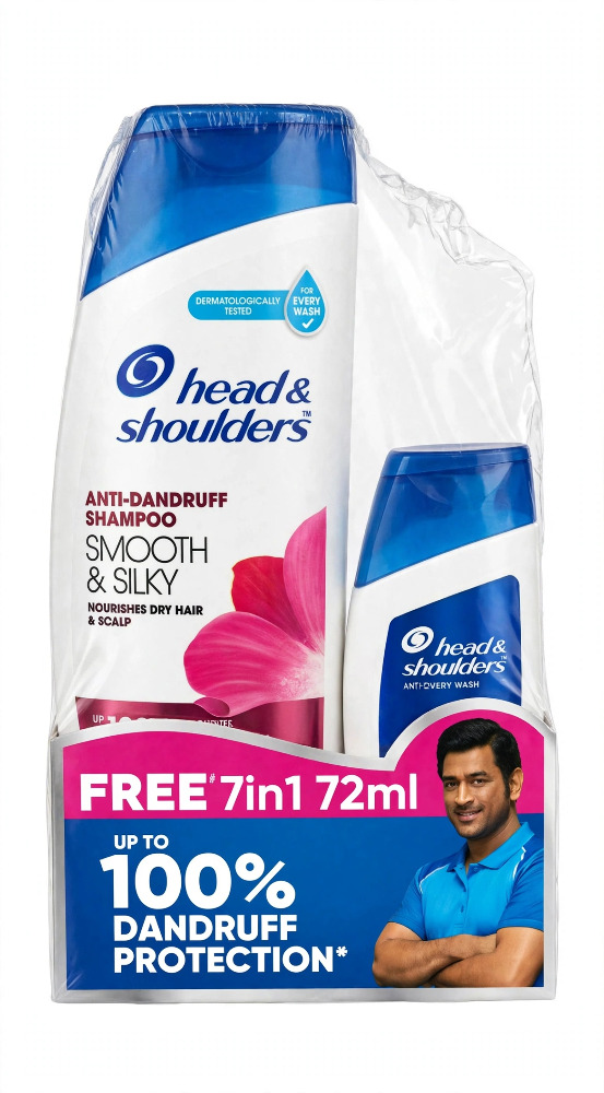 Head & Shoulders Anti-Dandruff Shampoo Smooth & Silky 340ml Free 7 In 1 72Ml