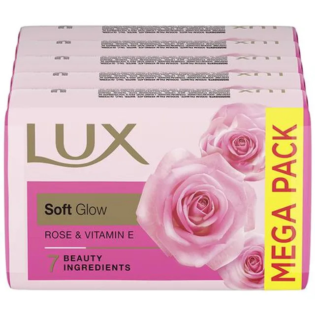 Lux Rose & Vitamin E Soap Bar, 100 gm ( Pack of 5 )