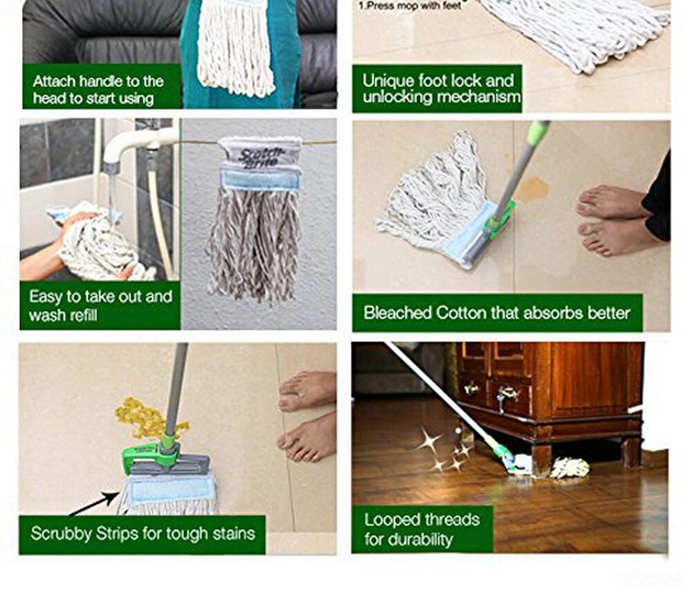 Scotch-Brite Footlock Handled Mop, 1 Pack