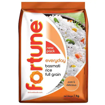 Bulk Deal - Fortune Everyday Full Grain Basmati Rice 1 kg ( Pack of 5 )