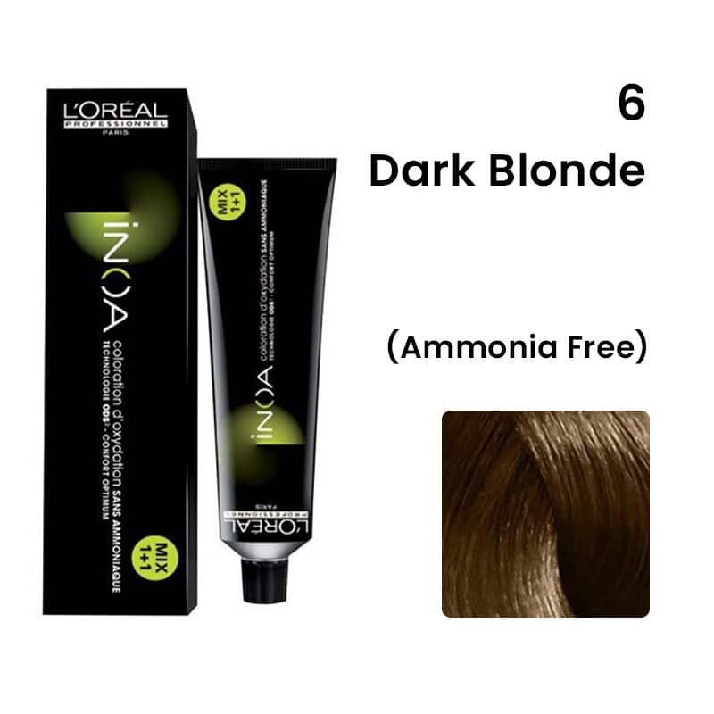 L'oreal Professionnel Paris INOA Ammonia-free Hair Color - 6 (Dark Blonde), 60 gm