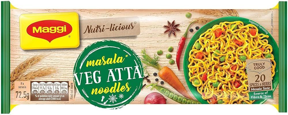 Maggi Nutri Licious Masala Veg Atta Noodles, 290G