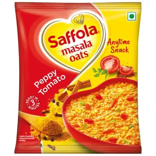 Saffola Masala Oats Peppy Tomato, Fibre Rich, Healthy Snack, 38 gm