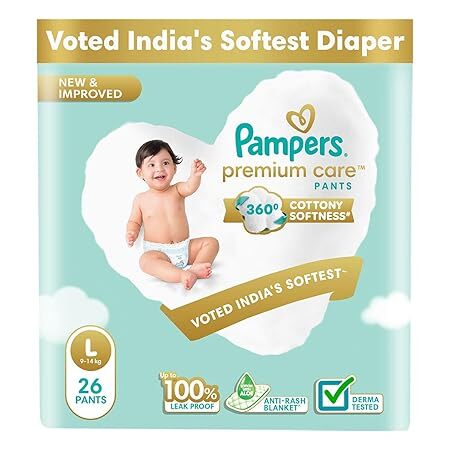 Pampers Premium Care Pants Cottony Softness L 9-14Kg, 26Pants