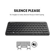 Portronics Bubble Multimedia Wireless Keyboard 2.4 GHz & Bluetooth 5.0 Connectivity, Noiseless Experience, Compact Size, Shortcut Keys Function for iOS iPad Air, Pro, Mini, Android, Windows Tablets PC Smartphone(Black)