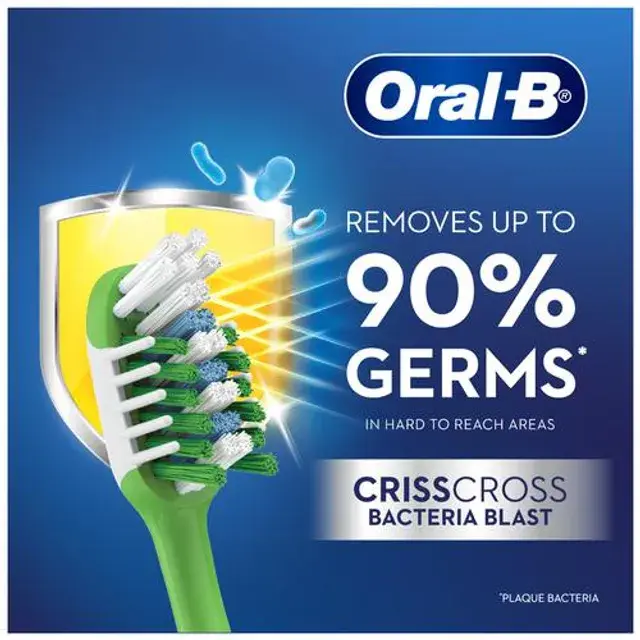 Oral B Bacteria Blast Toothbrush With Criss Cross Bristles, Soft, 1 pc (Buy 2 Get 1 Free)