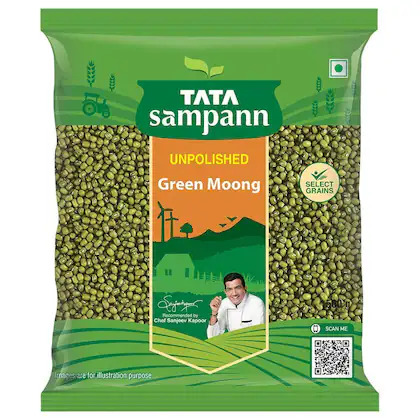 Tata Sampann Unpolished Green Moong Dal, 500g