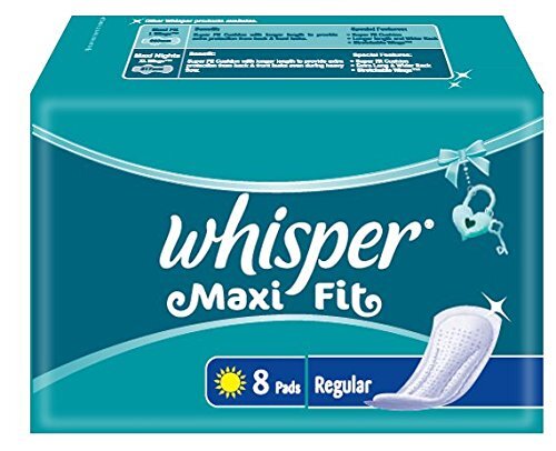 Whisper Sanitary Pads - Maxi Fit L Wings, 8 Pads