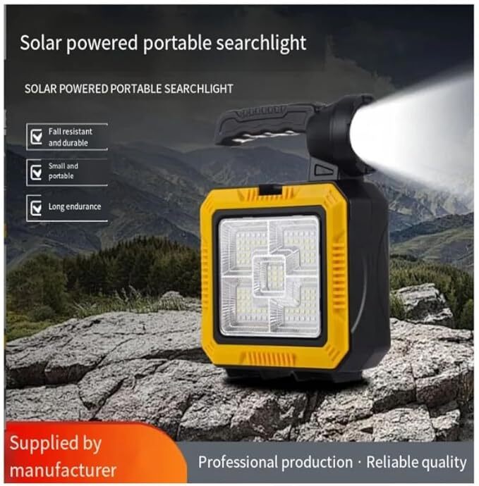 Solar Portable Lamp Dual Light Source Battery Display Solar Charging + Toolkit COB 7739-C E4K