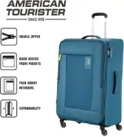 AMERICAN TOURISTER Medium Check-in Suitcase (69 cm) - New Canis Plus Blue Regular Anti-Theft Zipper - Multicolor